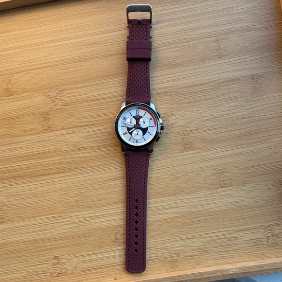 KOLBER Swiss made Chrono Men's Burgundy Watch with Silver Accents - Picture 3 of 6